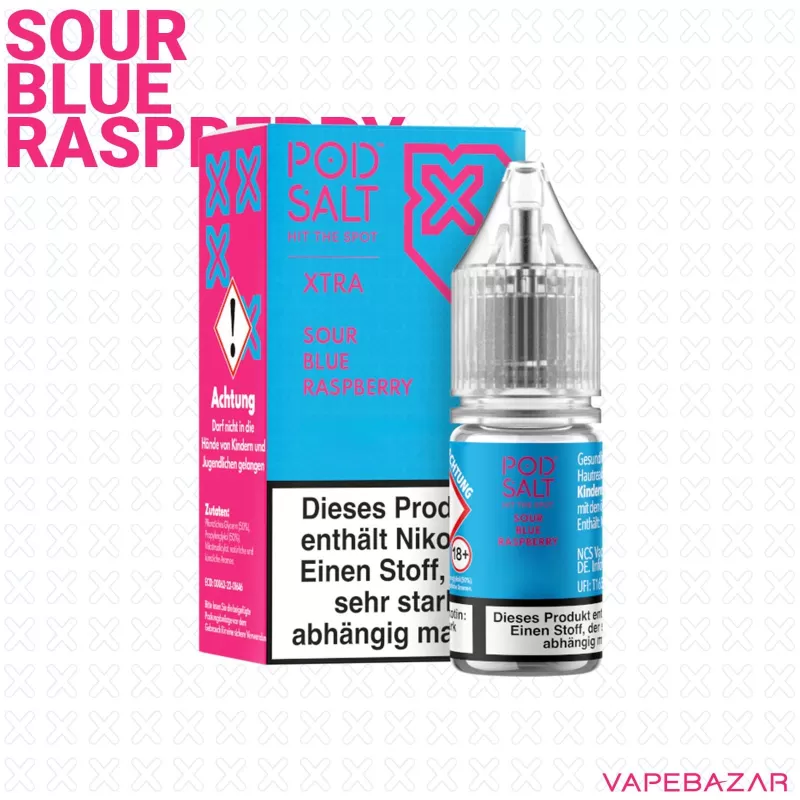 Pod Salt X Nikotinsalz Liquid – Sour Blue Raspberry - 20mg/ml, 10mg/ml - Image 2