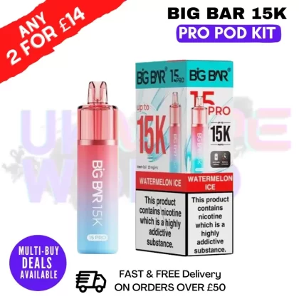 Watermelon Ice Big Bar 15K Prefilled Pod Kit – £7.89