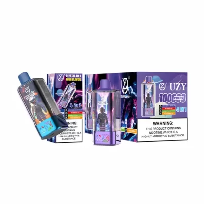 UZY 4IN1 100000 Puffs 100k Disposable Vape 4-in-1 Flavors - Strawberry Watermelon & Blue Razz Ice & Blueberry Raspberry Cherry & Fizzy Cherry Ice, Peach Ice & Blueberry Cherry & Energy Drink