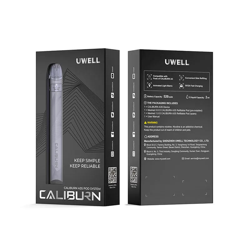 Uwell Caliburn A3S Pod Kit 520mAh - Lake Green - Image 3