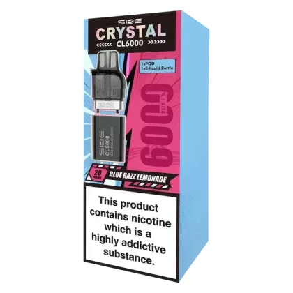 SKE Crystal CL6000 Prefilled Pods - Flavors#Berry Medley>Blue Razz lemonade>Blueberry Raspberries>Blueberry Sour Raspberry>Cherry Ice>Double Apple>Dragon Fruit Peach Melon>Fizzy Cherry>Fresh