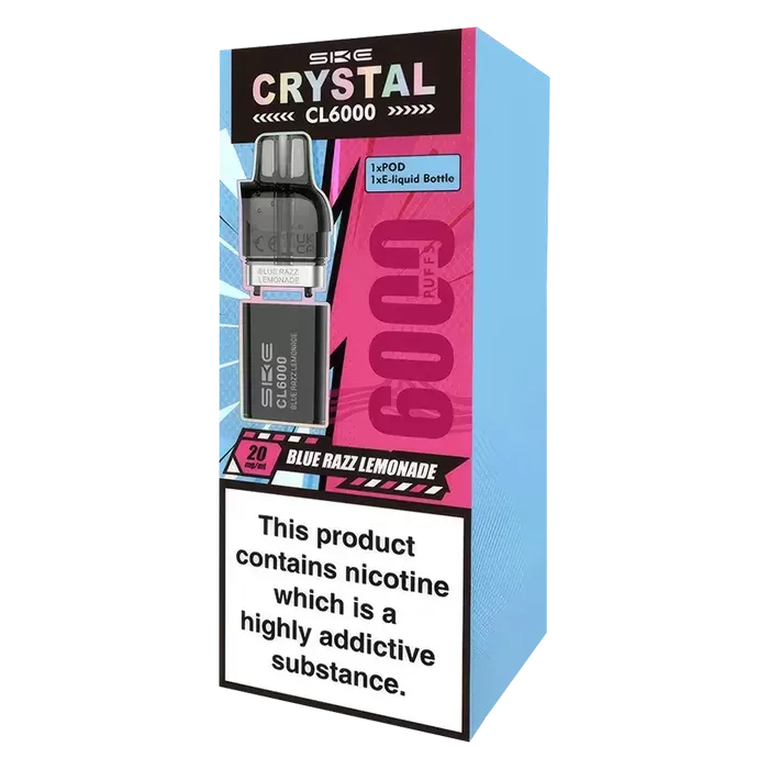 SKE Crystal CL6000 Prefilled Pods - Flavors#Berry Medley>Blue Razz lemonade>Blueberry Raspberries>Blueberry Sour Raspberry>Cherry Ice>Double Apple>Dragon Fruit Peach Melon>Fizzy Cherry>Fresh
