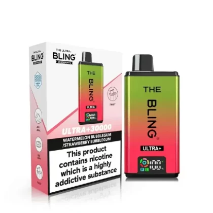 The Bling Ultra Plus 30K Vape Kit Watermelon Bubblegum / Strawberry Bubblegum - Nicotine Strength#20mg (F3F99F)