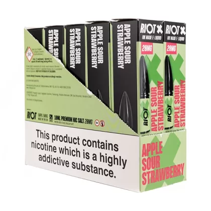 Riot X Nic Salt E-Liquids - Pack of 10 - Apple Sour Strawberry / 20mg