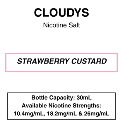 Strawberry Custard – Cloudys Premium E- Liquid Nic Salt 30 ml