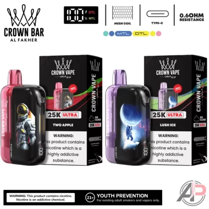 Al Fakher Crown Bar Ultra 25000 Puffs Disposable Vape Device - Blueberry Lemonade, Gum Mint
