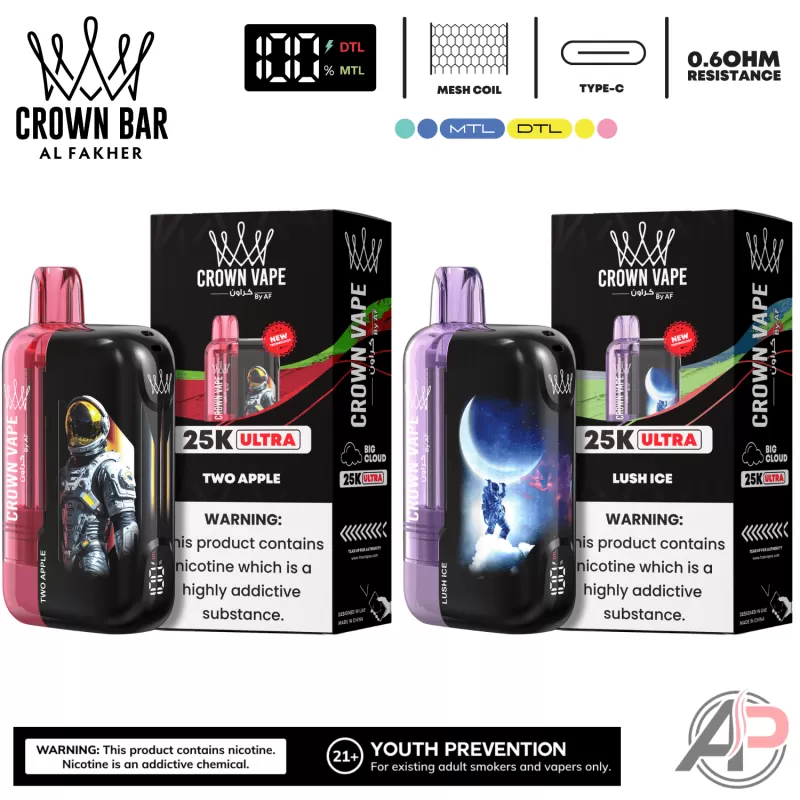 Al Fakher Crown Bar Ultra 25000 Puffs Disposable Vape Device - Blueberry Lemonade, Gum Mint