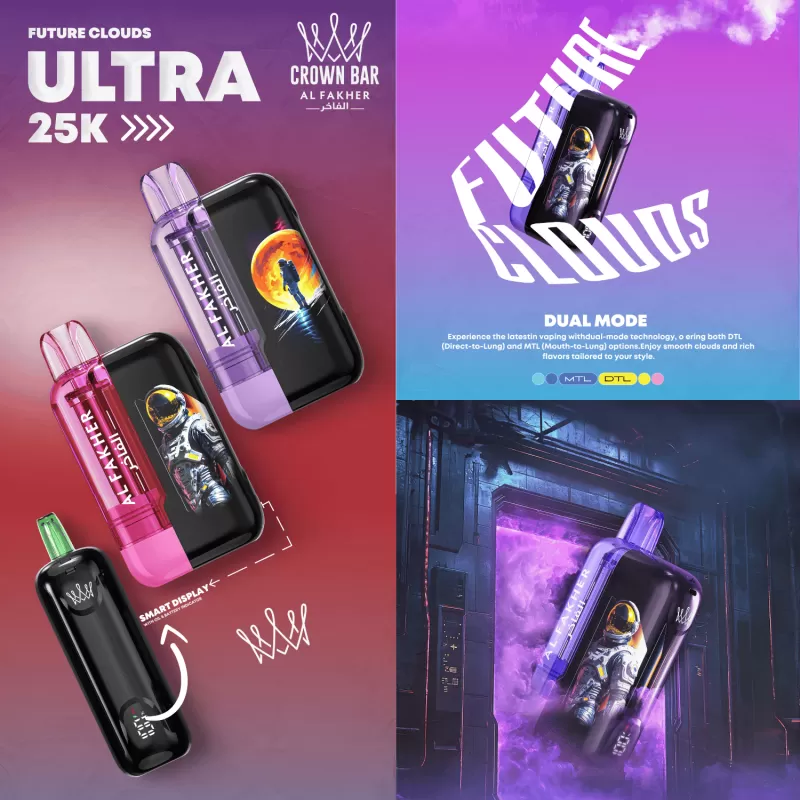 Al Fakher Crown Bar Ultra 25000 Puffs Disposable Vape Device - Blueberry Lemonade, Gum Mint - Image 2