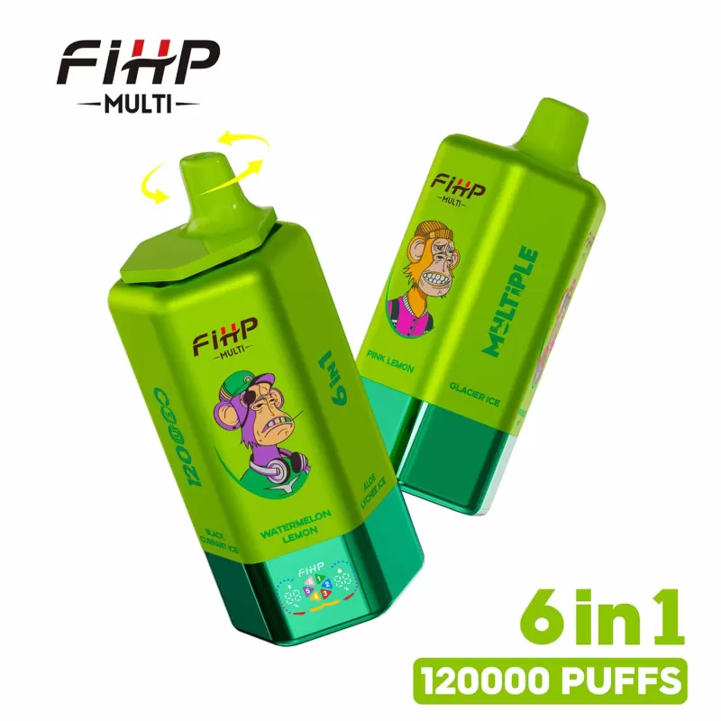 FIHP 6 IN 1 120000 – 120K Puffs 64ml LED display Disposable Vape - 120000 puffs; Vape Product, Vape Product; Aloe Lychee Ice & Pink Lemon & Glacier Ice & Pine Needle Mint & Black Currant Ice - Image 2