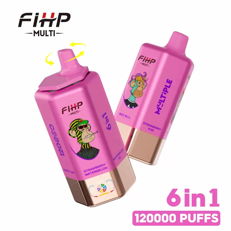 FIHP 6 IN 1 120000 – 120K Puffs 64ml LED display Disposable Vape - 120000 puffs; Vape Product, Vape Product; Aloe Lychee Ice & Pink Lemon & Glacier Ice & Pine Needle Mint & Black Currant Ice - Image 3