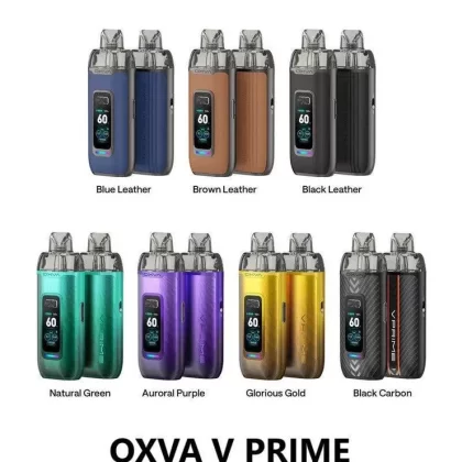 Oxva Vprime Vape Kit - COLOR#Sakura Pink>Blue Leather>Brown Leather>Black Leather>Natural Green>Auroral Purple>Glorious Gold>Black Carbon (1FFB5E)