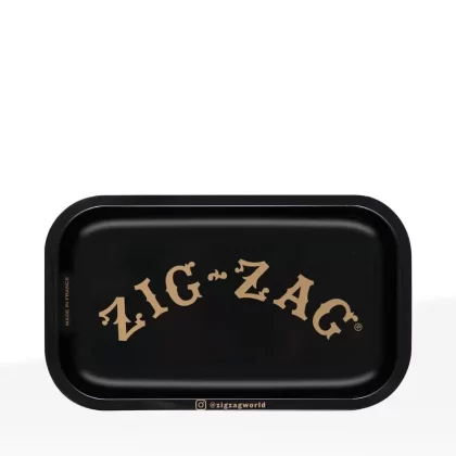 Zig-Zag® Rolling Tray | ‘Black w/ Brown Logo’ | Small – 10.65″ x 6.3″ – Metal