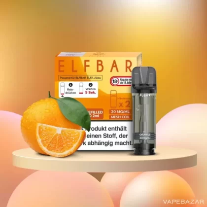 ELFBAR ELFA Pods Orange 20mg – 2er Pack - Elf Bar / Propylenglykol / Aromastoffe / Glycerin / Nikotinsalz / Cooling Agent