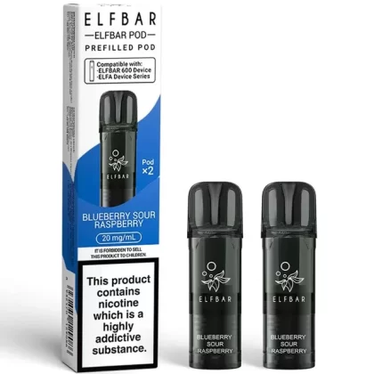 Blueberry Sour Raspberry Elf Bar 600 Pods (x2) - Vape Product