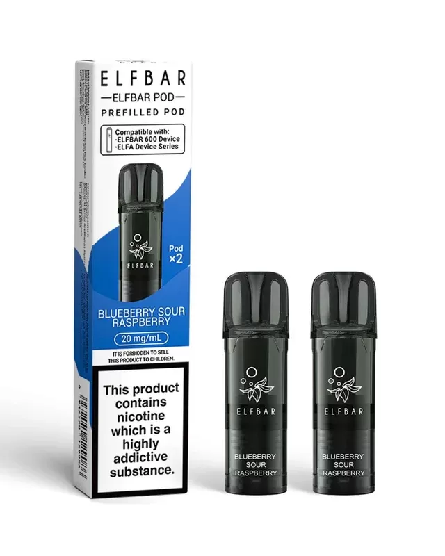Blueberry Sour Raspberry Elf Bar 600 Pods (x2) - Vape Product