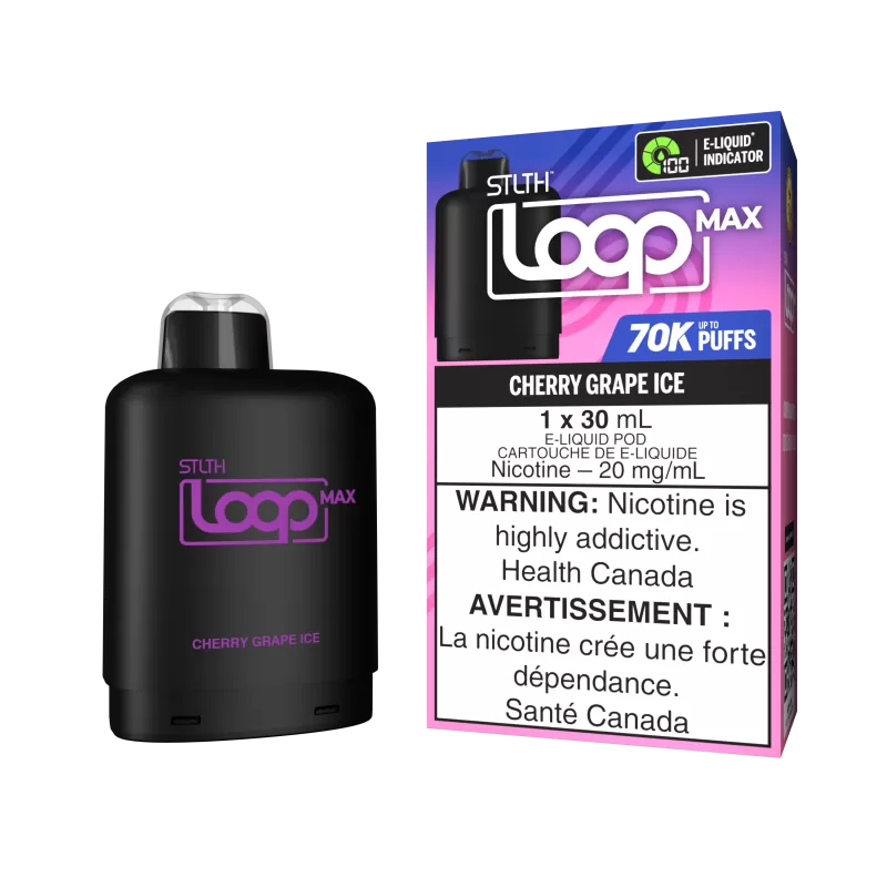 STLTH LOOP MAX Pod Pack - Cherry Grape Ice - 20 mg/mL (wholeseller) - Excise ON, 20 mg/mL (wholeseller) - Excise AB