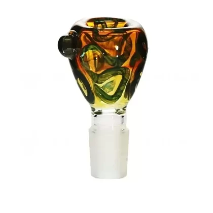 Bowl | Worked Lattachino Silver Fumed Hash Bowl | 19mm – Glass – Assorted Colors
