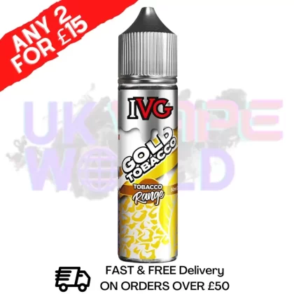Gold IVG Shortfill Juice 50ML Eliquid – Tobacco RANGE