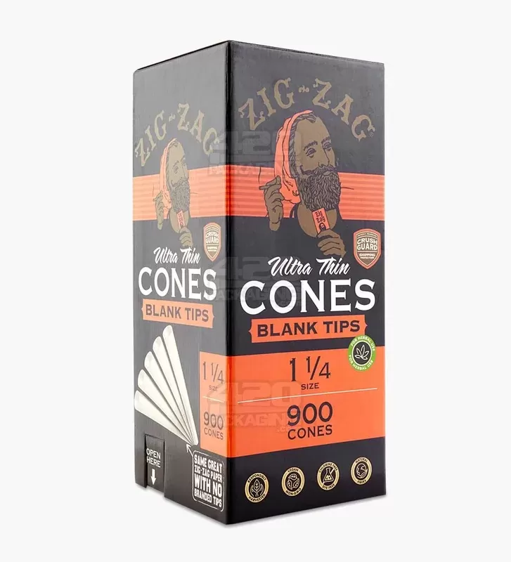 ZIG ZAG | 1 1/4 Size Pre-Rolled Cones w/ Blank Tips | 84mm – Ultra Thin Paper – 900 Count