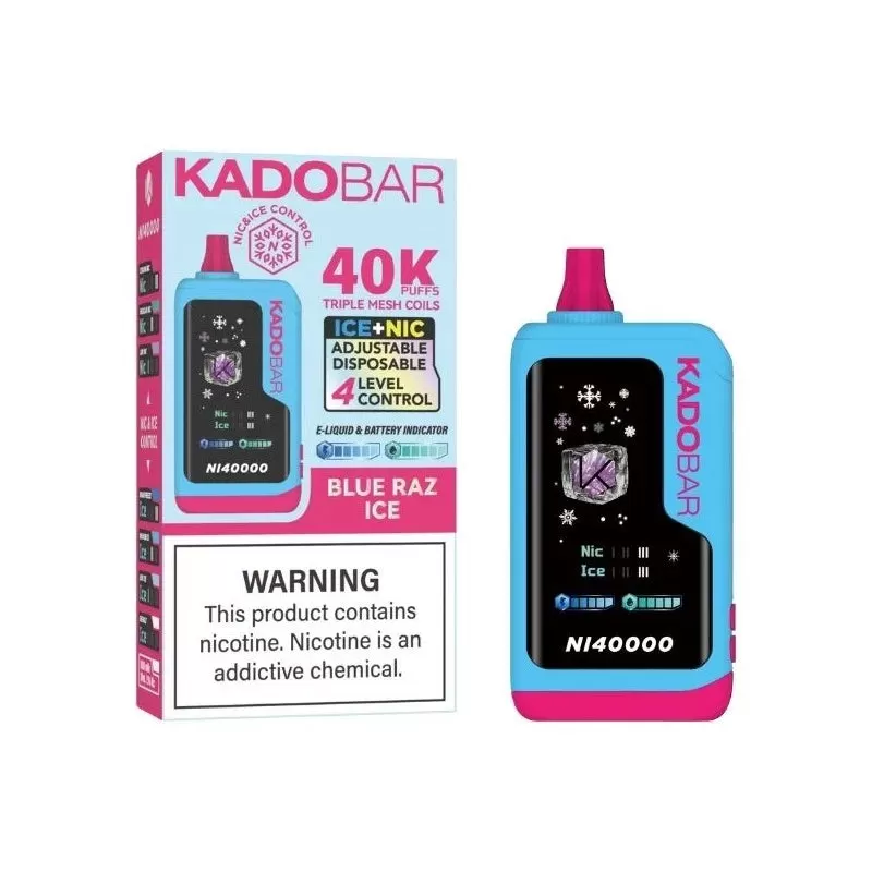 KADOBAR NI40K Nic + Ice Control Disposable Device - 40000 Puffs - Blue Razz Ice - Image 2
