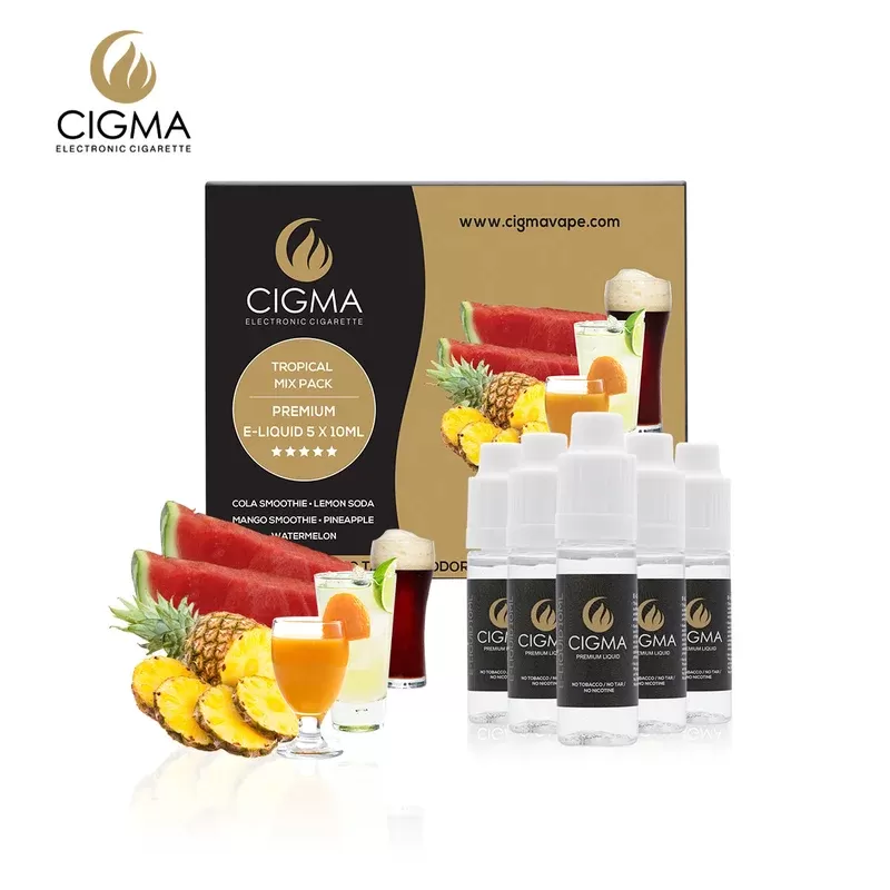 Cigma e-Liquid – Tropical Pack 0mg 10ml Bottle x 5 Pack | Cigee