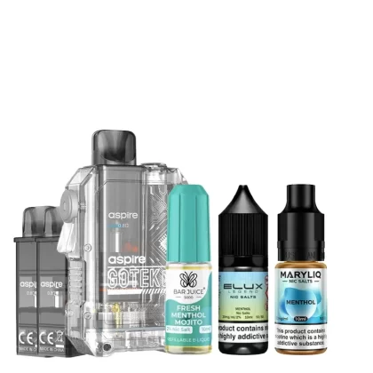 Aspire Gotek X Menthol Bundle - Colour#Translucent Black>Translucent Amber>Translucent Royal Blue>Transparent>Translucent Pink>Translucent Yellow>Translucent Green>Translucent Orange>Translu
