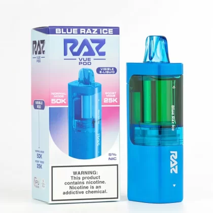 Raz Vue 50K Pod 5% Nicotine Dual Mesh Coil Transparent Tank