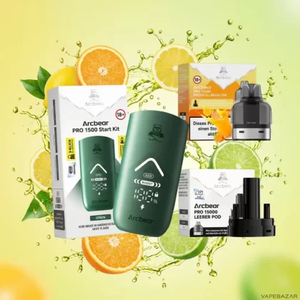 Arcbear Pro 15000 Starterkit – Citrus Tonic 20mg/ml Nikotin - Zitrone / Limette / 20mg/ml / bis zu 15000 / USB-C / 1000 mAh / 10 ml / Dual-Mesh / ECO 12 W / BOOST 20 W