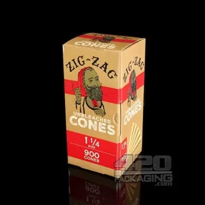 ZIG ZAG | 1 1/4 Size Pre-Rolled Cones | 84mm – Unbleached Paper – 900 Count