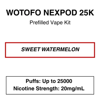 Wotofo – Nexpod 25K – Prefilled Kit – Strawberry Watermelon – 25000 Puffs – 26.5mg/mL Nicotine