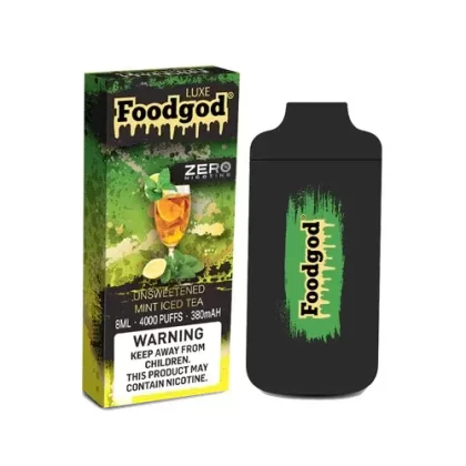 Foodgod Luxe Zero Nicotine Disposable 4000 Puffs 0% Nicotine Free – Unsweetened Mint Iced Tea