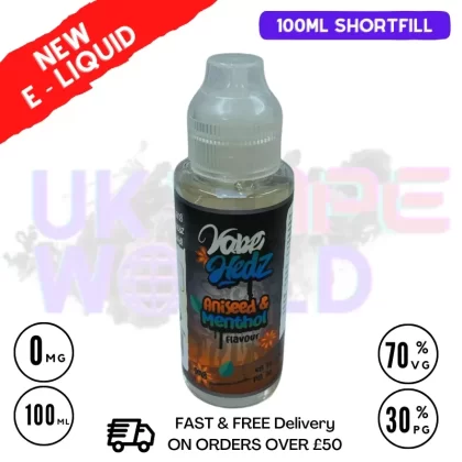 Aniseed & Menthol Vape Hedz 100ml Shortfill Eliquid