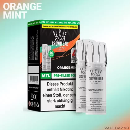 Al Fakher Pods Crown Bar 600 – MTL 20mg – Orange Mint - Minze / Orange