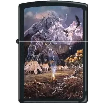 Zippo Lighter – Blaylock Spirit of the Flame Black Matte