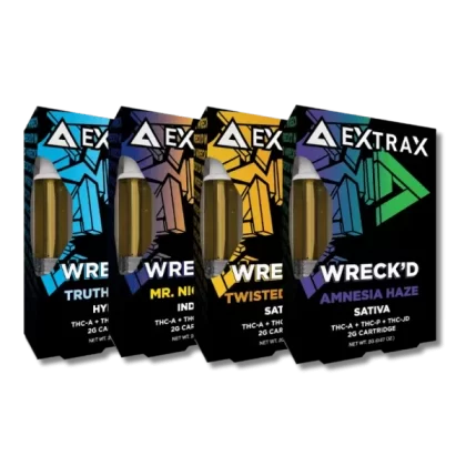 Delta Extrax THCA + THCP 2G Cartridge | Wreck’d Series - flavor#Amnesia Haze (Sativa)>Mr. Nice Guy (Indica)>Truth Serum (Hybrid)>Twisted Citrus (Sativa) (BDFD09)
