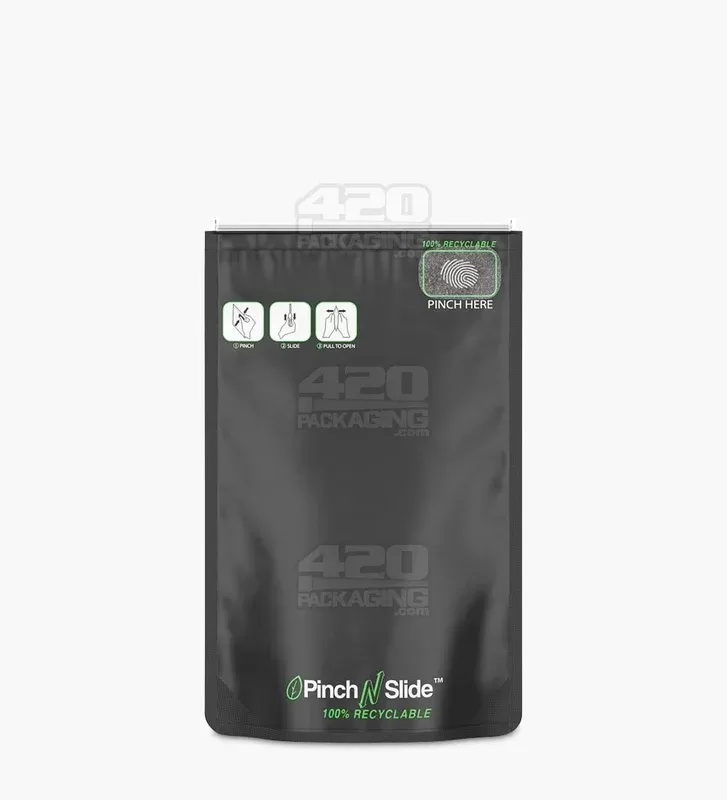 Child Resistant | 100% Recyclable Pinch N Slide ASTM Matte Black Mylar Bags | 4in x 6.5in – 7g – 250 Count