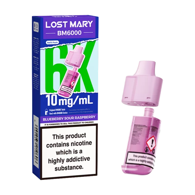 Blueberry Sour Raspberry Lost Mary BM6000 Refill Pack - 10mg - Vape Product (D8EA57) - Image 2