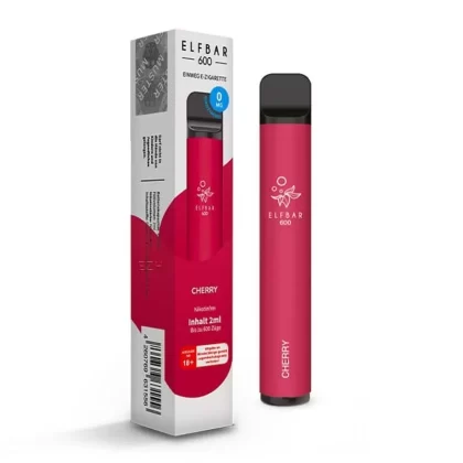 ELF BAR – Cherry Nikotinfrei - Kirsche / Elf Bar / 20mg/ml / 550 mAh / Propylenglykol / Aromastoffe / Glycerin / Nikotin-Benzoat / ca. 600