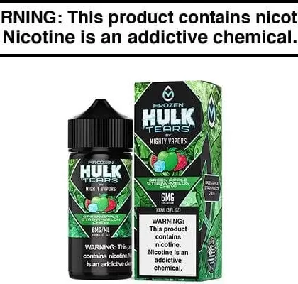 FROZEN GREEN APPLE STRAW-MELON CHEW BY MIGHTY VAPORS HULK TEARS 100ML - Vapejuice