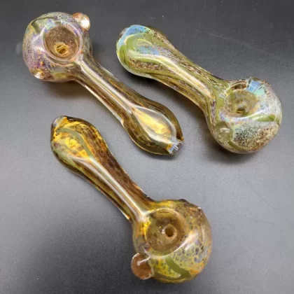 Orange Fields Fritted Glass Spoon Pipe | 4.25″
