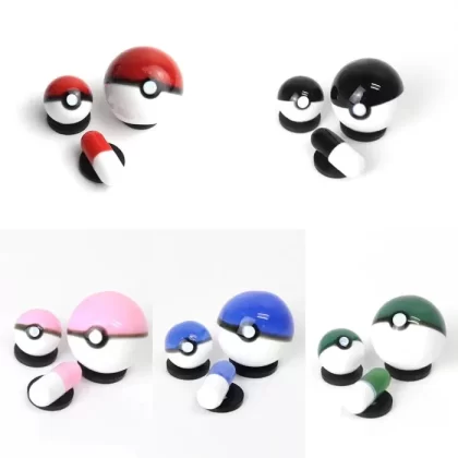 Ruby Pearl Co – Pokeball Slurper Set - Color#Amber>Green>Yellow>Pink>Black>Blue