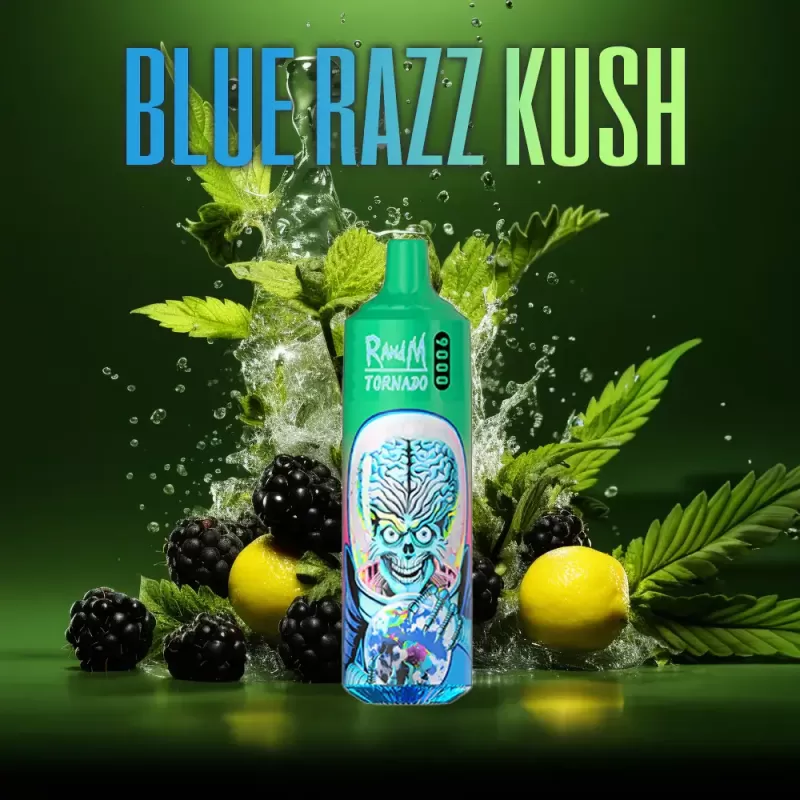 FUMOT Blue Razz Kush RandM Tornado 9000 Bar R and M Pack Of 10 Vape Pen