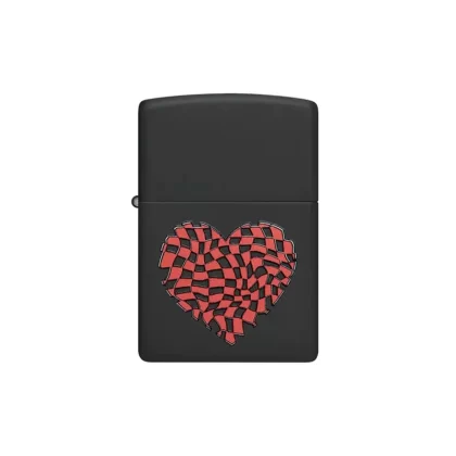 Zippo Lighter – Checkered Heart Design