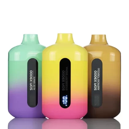 SOFI X9000 9000 Puffs Dual Mesh No Nicotine Disposable Vape 18ml - Aloe Grape, American Tobacco