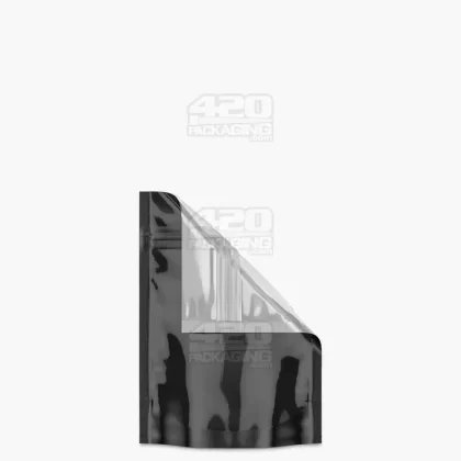 Tamper Evident | Glossy Black Vista PCR Mylar Bags (No Tear Notch) | 3.62in x 5in – 3.5g – 1000 Count