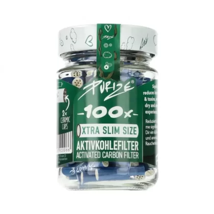 Purize – XTRA Slim Carbon Filters 100 pcs (ø 5.9 mm) - Blue, Green