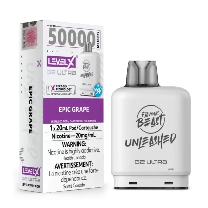 Level X G2 Ultra Flavour Beast Unleashed Pods – Epic Grape Ice, 50K Puffs