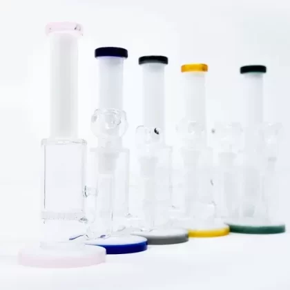 9” White Neck Honeycomb Percolator Designer Bong