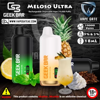 Geek Bar Meloso Ultra Rechargeable Disposable Vape (10,000 Puffs) - 20 mg / Grape Ice