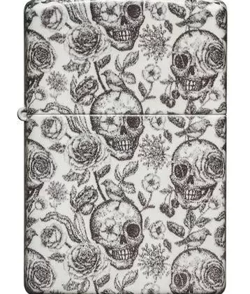 Zippo Lighter – Skeleton Floral Accents Glow in the Dark Finish
